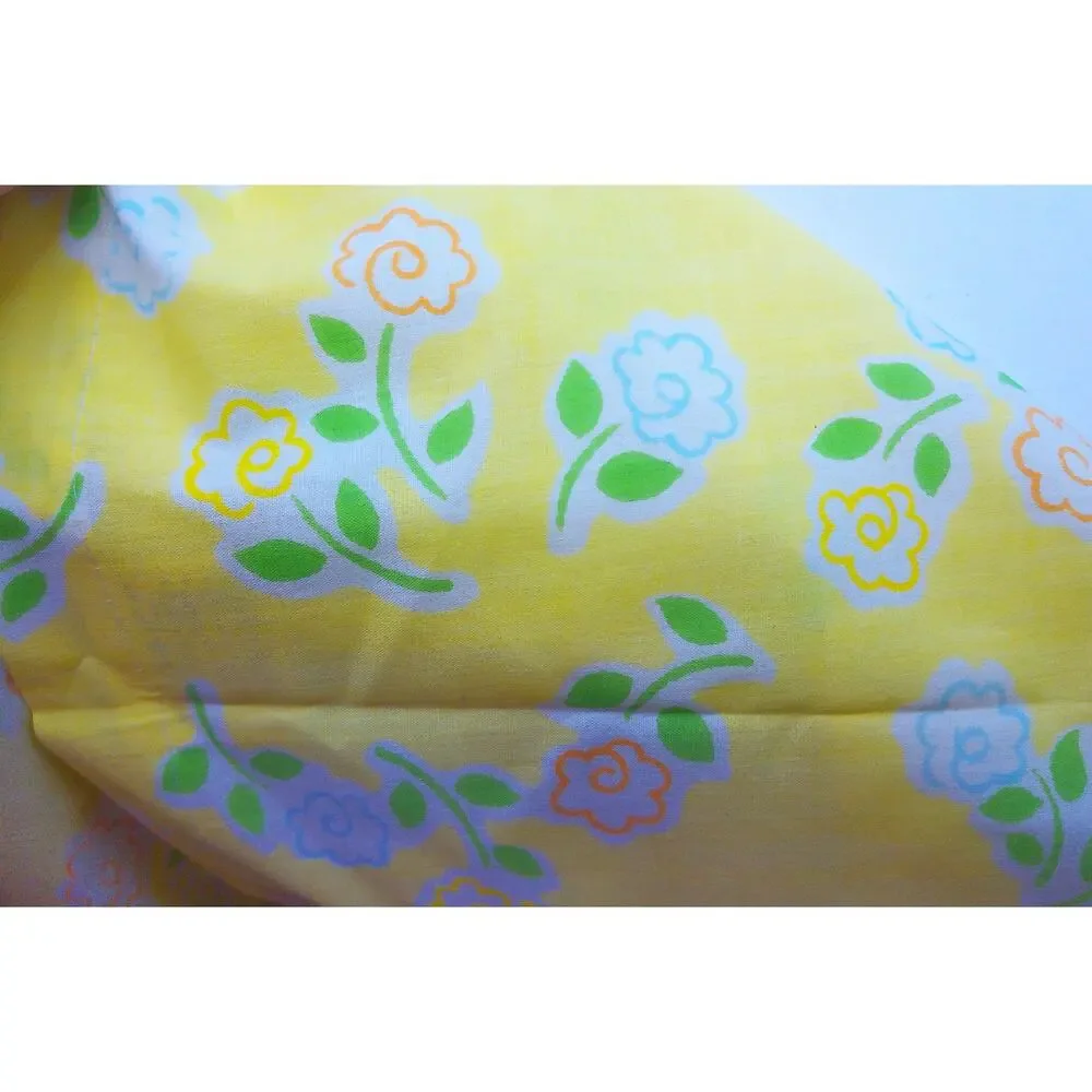 Vintage Wamsutta Twin Flat Sheet Yellow Floral Cotton Percale Bedding New